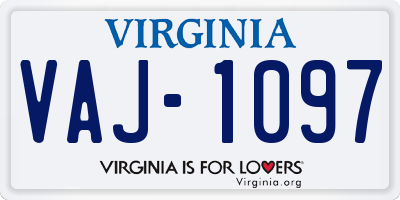 VA license plate VAJ1097