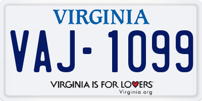 VA license plate VAJ1099
