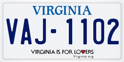 VA license plate VAJ1102