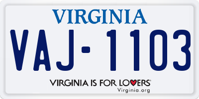 VA license plate VAJ1103
