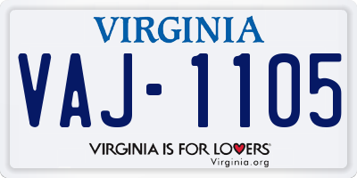 VA license plate VAJ1105