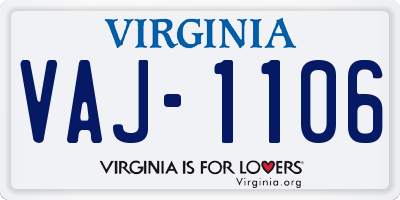 VA license plate VAJ1106