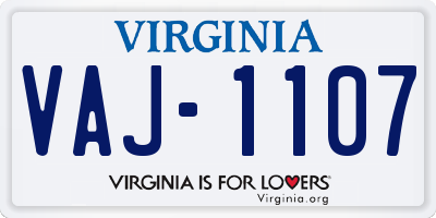 VA license plate VAJ1107