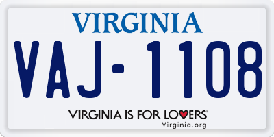 VA license plate VAJ1108