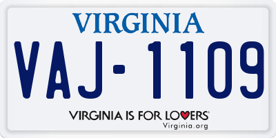 VA license plate VAJ1109