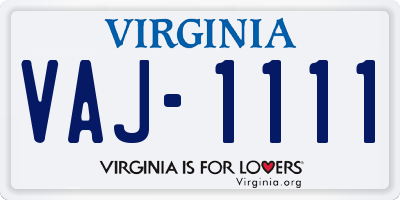 VA license plate VAJ1111