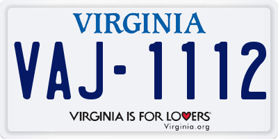 VA license plate VAJ1112