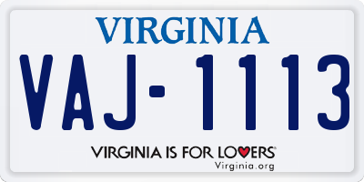 VA license plate VAJ1113