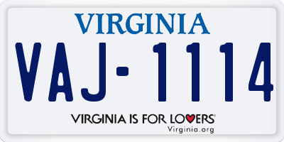 VA license plate VAJ1114