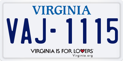 VA license plate VAJ1115