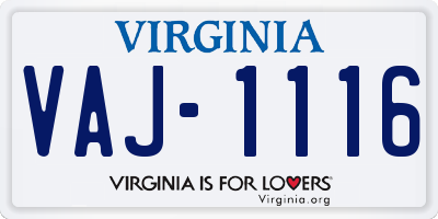VA license plate VAJ1116