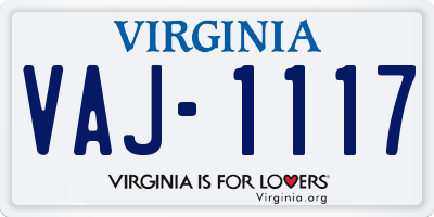 VA license plate VAJ1117