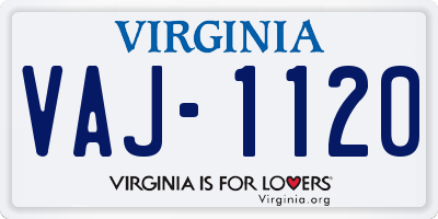 VA license plate VAJ1120