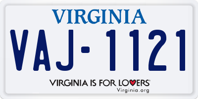 VA license plate VAJ1121