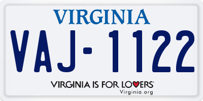 VA license plate VAJ1122