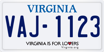 VA license plate VAJ1123