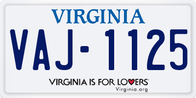 VA license plate VAJ1125