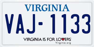 VA license plate VAJ1133