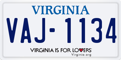 VA license plate VAJ1134