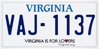 VA license plate VAJ1137