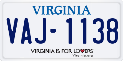 VA license plate VAJ1138
