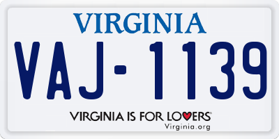 VA license plate VAJ1139