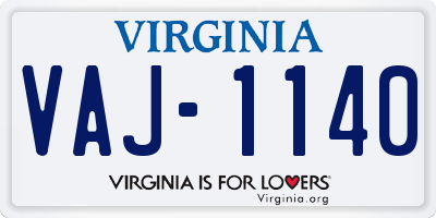 VA license plate VAJ1140