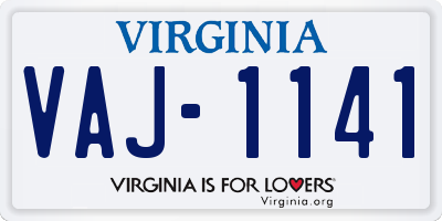 VA license plate VAJ1141