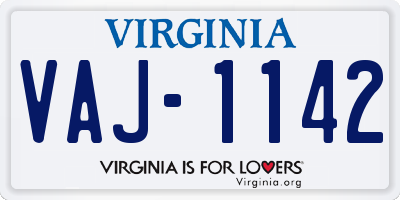 VA license plate VAJ1142