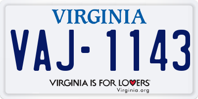 VA license plate VAJ1143