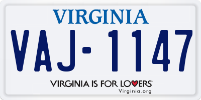 VA license plate VAJ1147