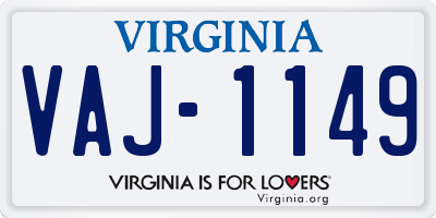 VA license plate VAJ1149