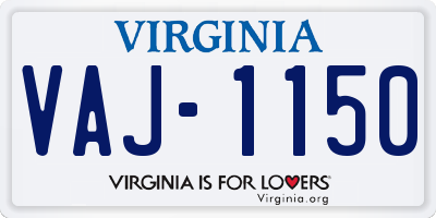 VA license plate VAJ1150