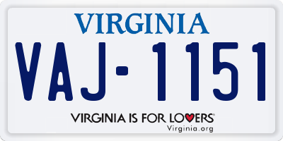 VA license plate VAJ1151