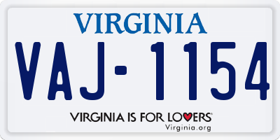 VA license plate VAJ1154
