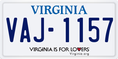VA license plate VAJ1157