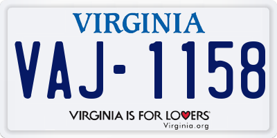 VA license plate VAJ1158