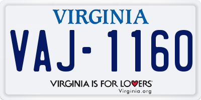VA license plate VAJ1160