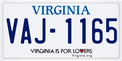 VA license plate VAJ1165
