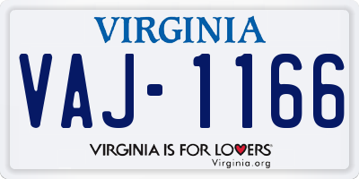 VA license plate VAJ1166