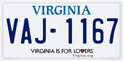 VA license plate VAJ1167