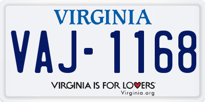 VA license plate VAJ1168