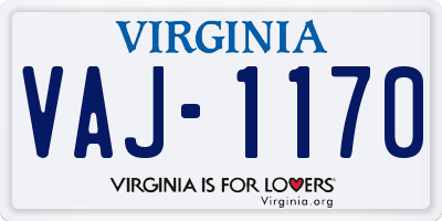 VA license plate VAJ1170