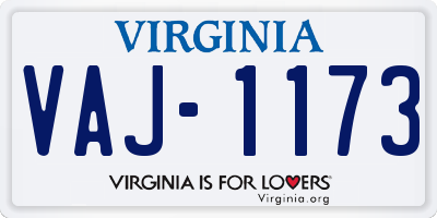 VA license plate VAJ1173