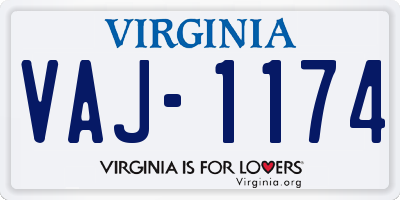 VA license plate VAJ1174