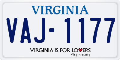 VA license plate VAJ1177