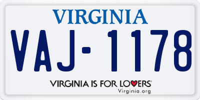 VA license plate VAJ1178