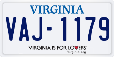 VA license plate VAJ1179