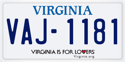 VA license plate VAJ1181