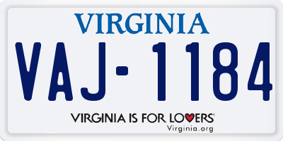 VA license plate VAJ1184